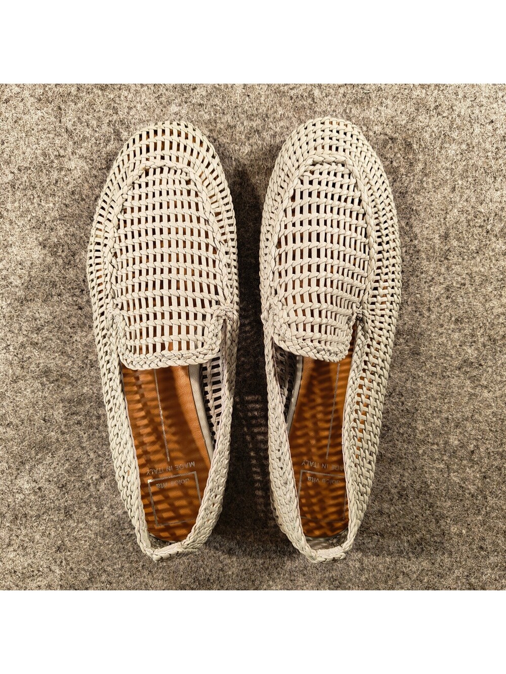 Dolce Vita Woven Leather Loafers Flats Womens 9 Light Blue Italian Shoes